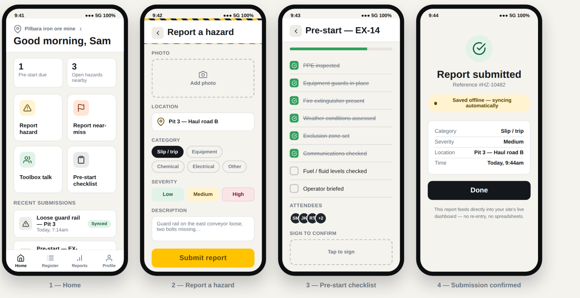 Illustrative recreation of the field data capture app